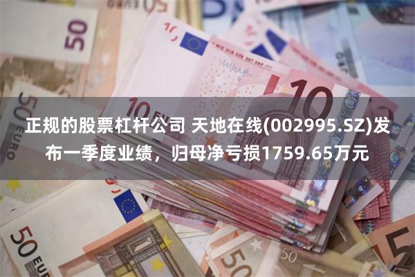正规的股票杠杆公司 天地在线(002995.SZ)发布一季度业绩，归母净亏损1759.65万元